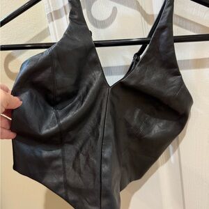 Black Leather Women's Top